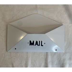 Barnyard Designs Enamel Metal Mail Holder Wall Mount White Black 12"